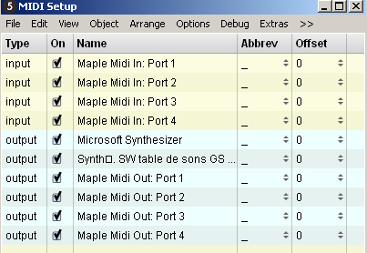 Configuration Midi en Max.